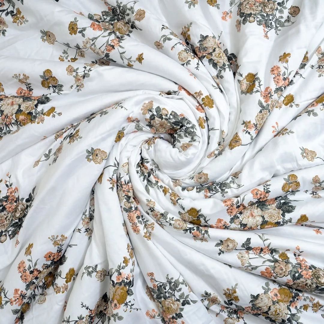 Linen Blend AC Comforter With 2 Pillow Cases and 1 Breakfast Pillow - Ember