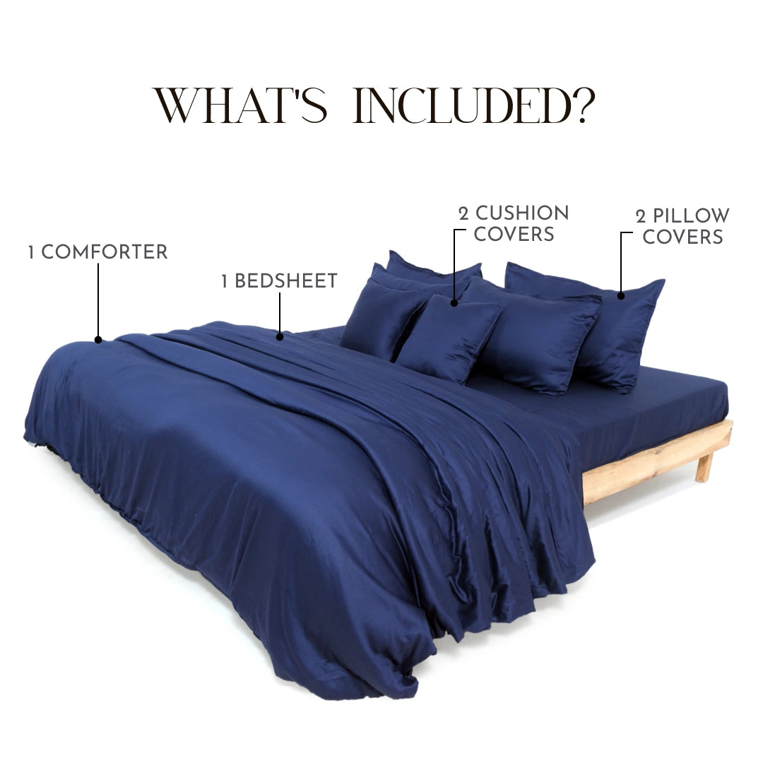 Zarf Egyptian Cotton Bedding Set Of 6 For Single Size Bed - Atlantic