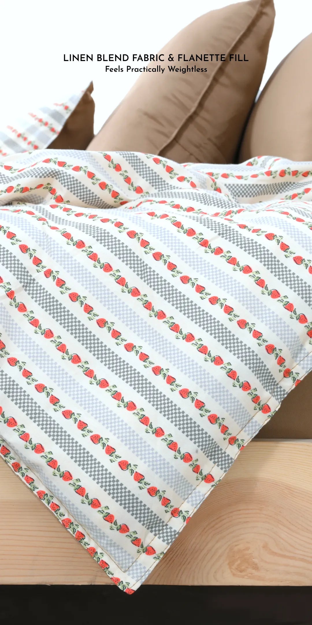 Linen Blend AC Comforter With 2 Pillow Cases and 1 Breakfast Pillow - Fresa