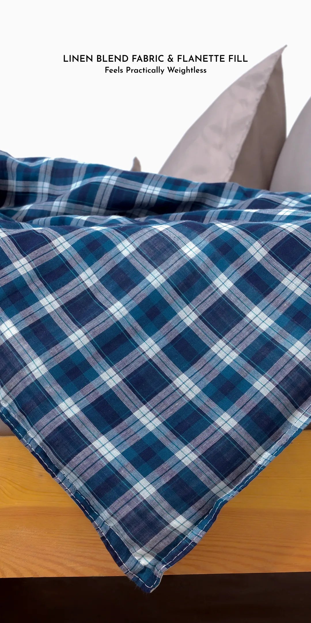 Linen Blend AC Comforter With 2 Pillow Cases and 1 Breakfast Pillow For Single Size Bed - Texon
