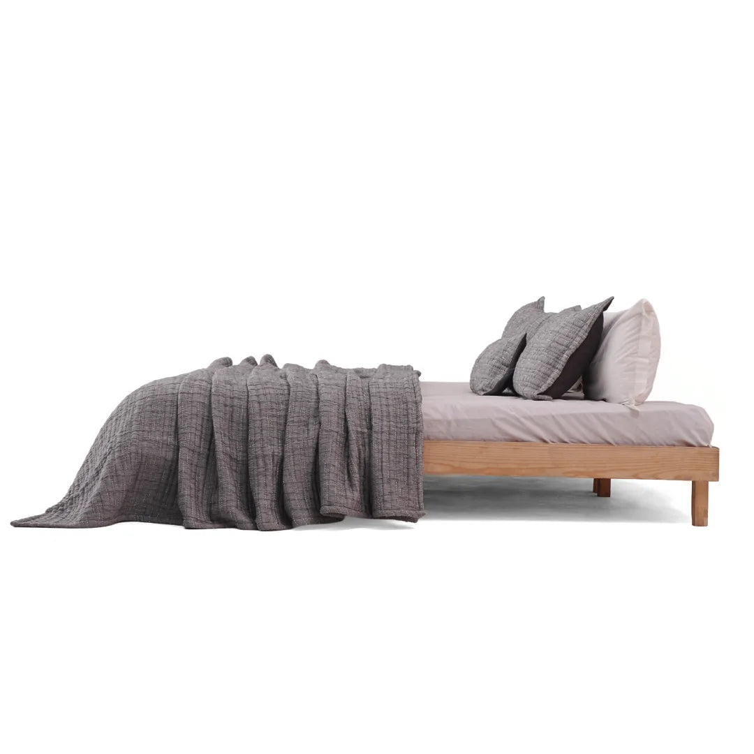 Zarf King Size Pure Cotton Cottage Blanket with 2 Pillowcases and 1 Cushion Cover - Greyling