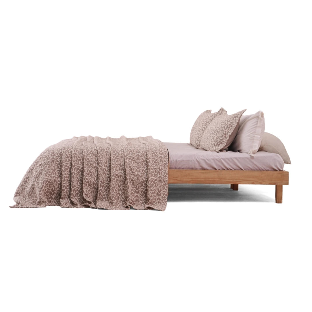 Zarf King Size Pure Cotton Cottage Blanket with 2 Pillowcases - Oatshade