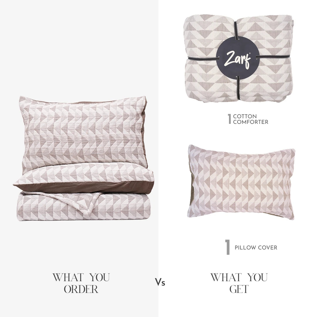 Zarf California King Size Plush Cotton AC Comforter With 2 Pillow Cases - Celestial Grey
