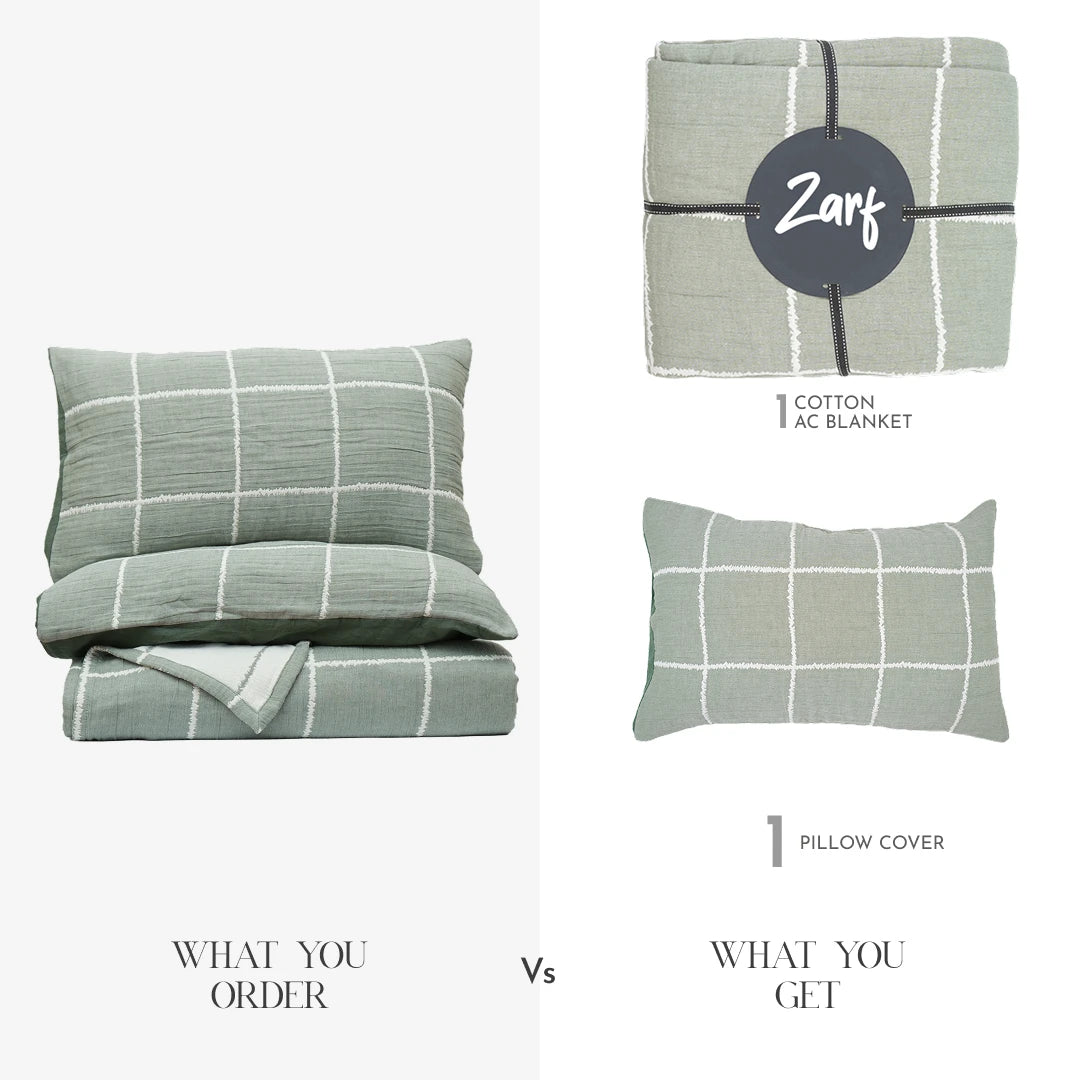Zarf Plush Baby Size AC Blanket With One Cushion Cover - Moonstone