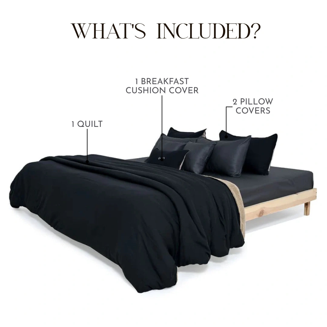 Zarf California King Size Reversible Quilt  With 2 pillowcases and 1 Breakfast Cushion cover - Cosmos