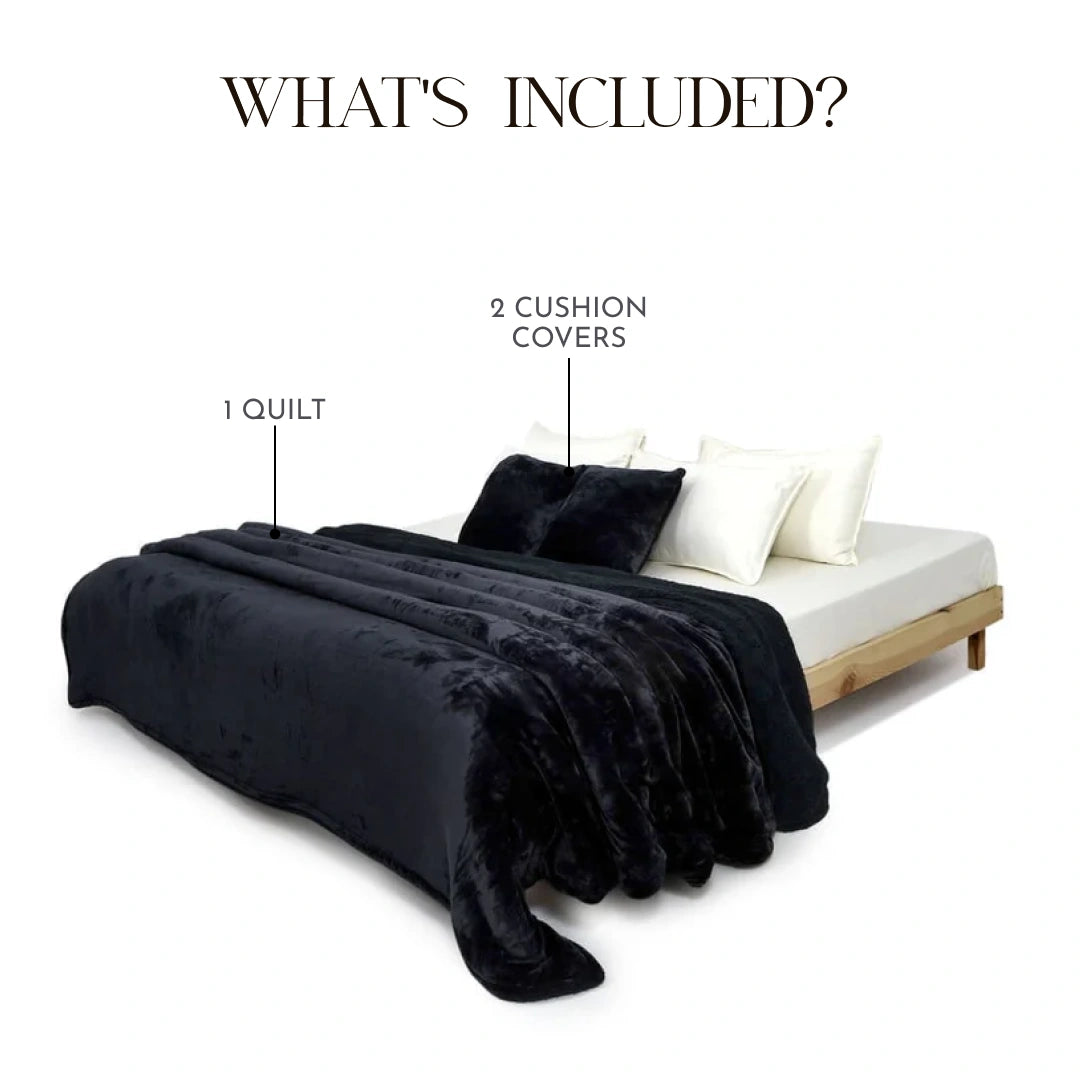 Zarf California King Size Reversible Quilt With 2 Cushion Covers - Sable