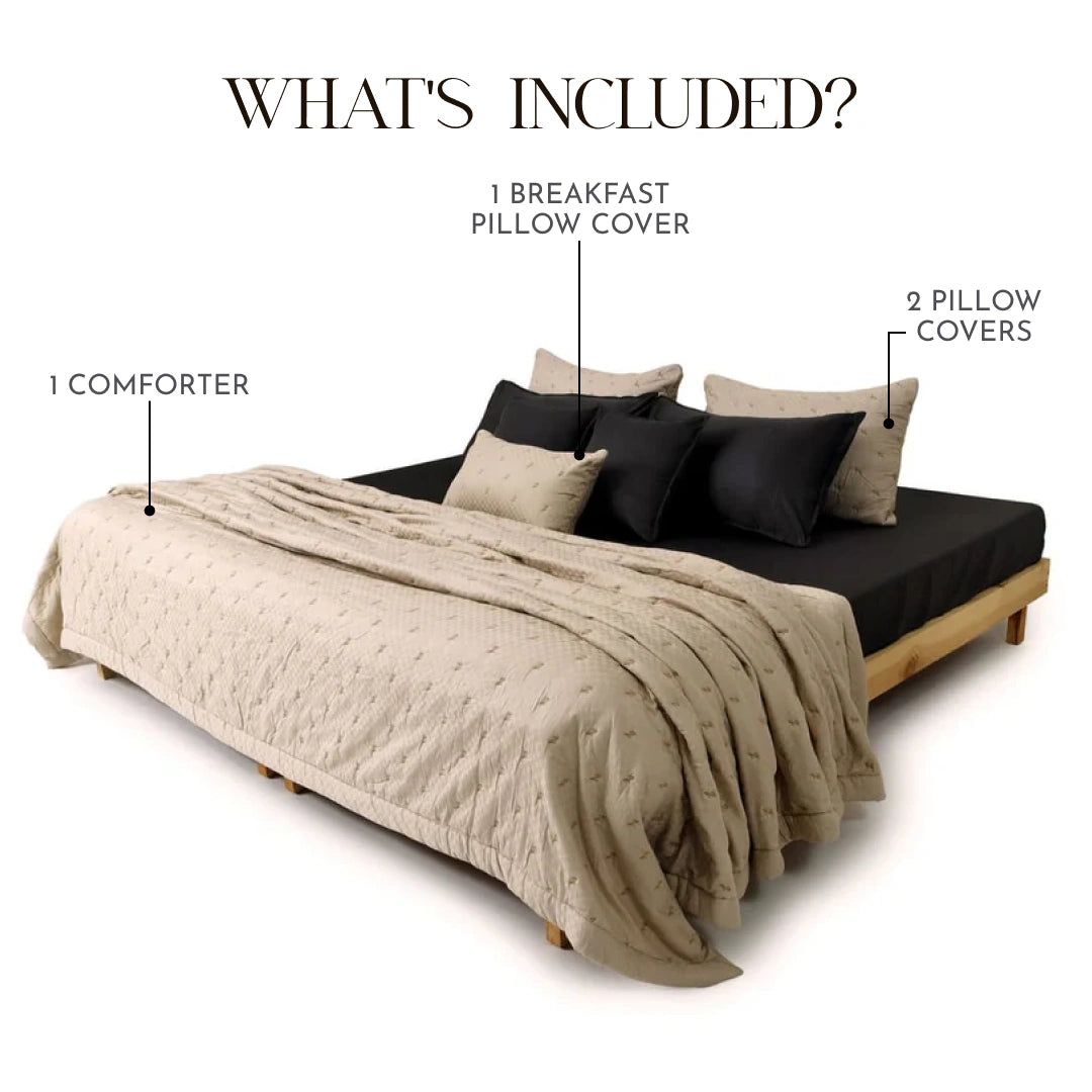 Zarf Luxe Comforter With 2 Pillow Cases and 1 Breakfast Pillow - Sterling