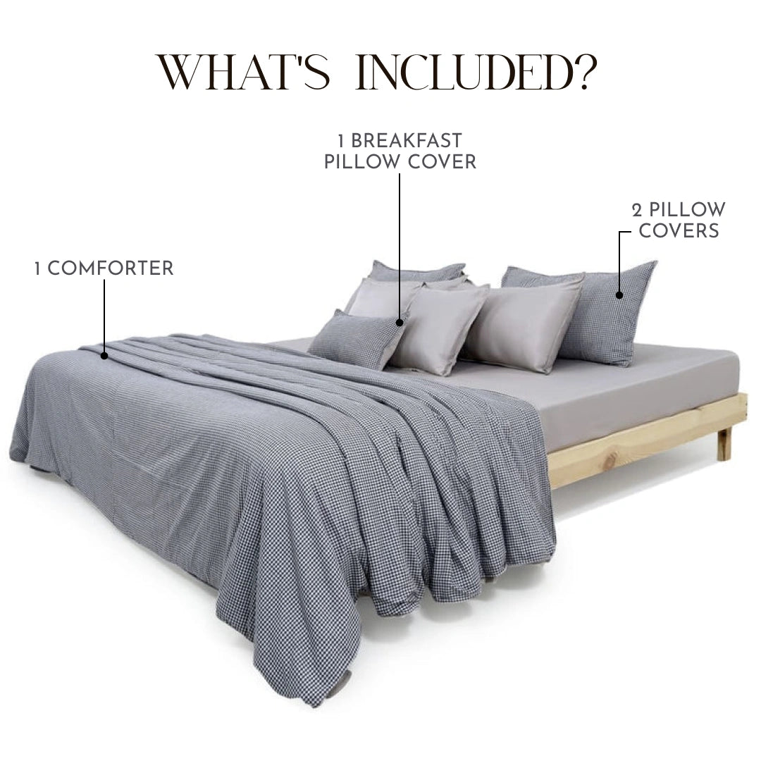 Linen Blend AC Comforter With 2 Pillow Cases and 1 Breakfast Pillow - Oxford