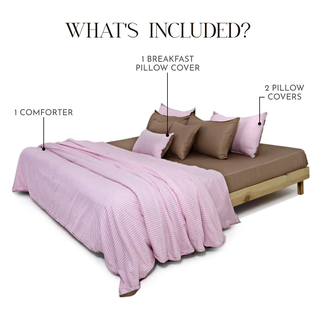 Linen Blend AC Comforter With 2 Pillow Cases and 1 Breakfast Pillow - Trosa