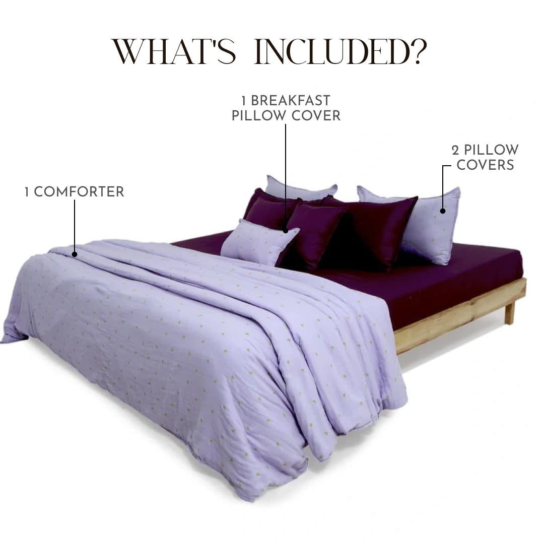 Linen Blend AC Comforter With 2 Pillow Cases and 1 Breakfast Pillow - Reve