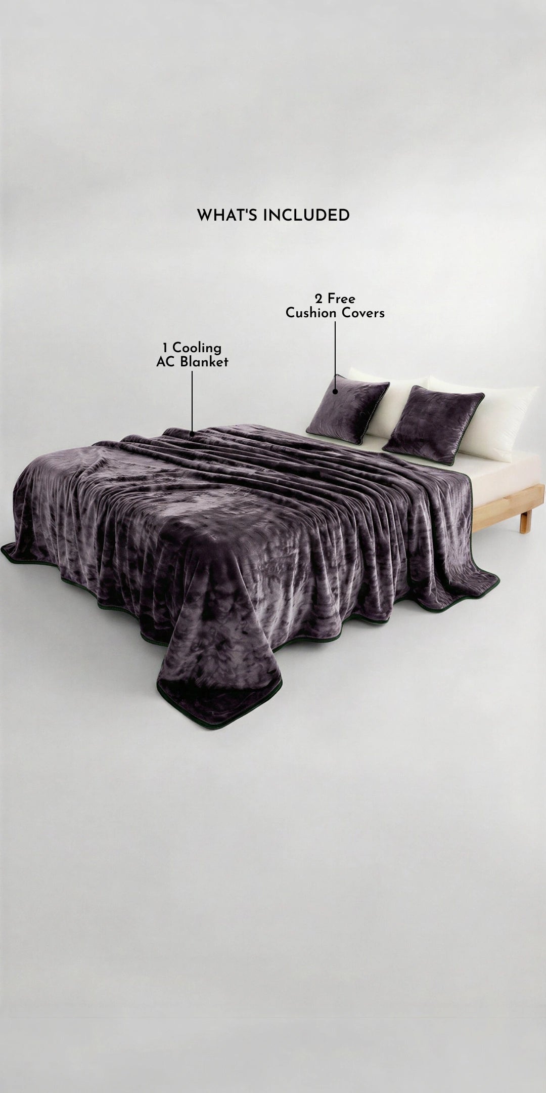 Zarf All-Season Premium AC Blanket With Two Cushion Covers - Mauve