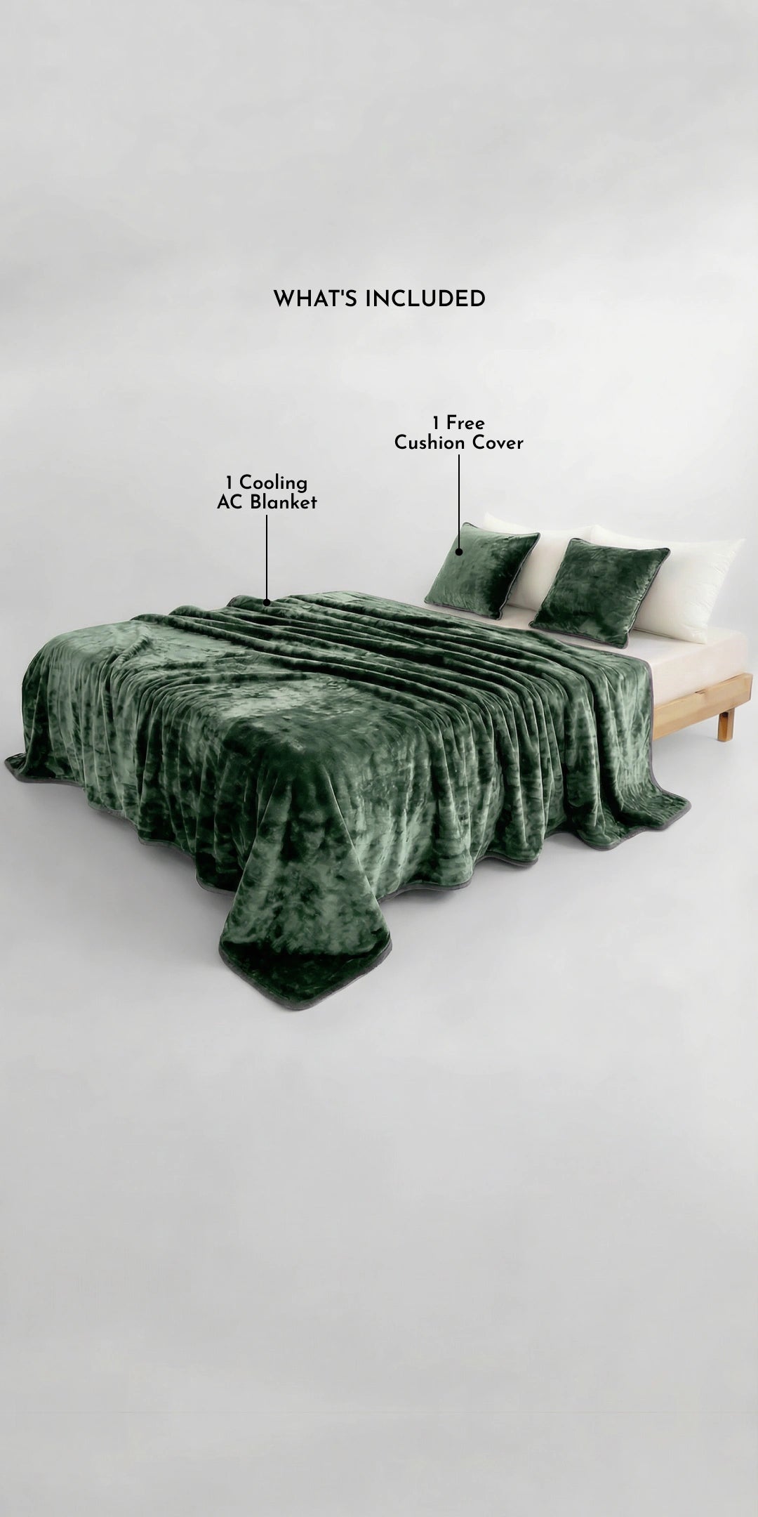 Zarf All-Season Premium Baby Size AC Blanket With One Cushion Cover - Eucalyptus