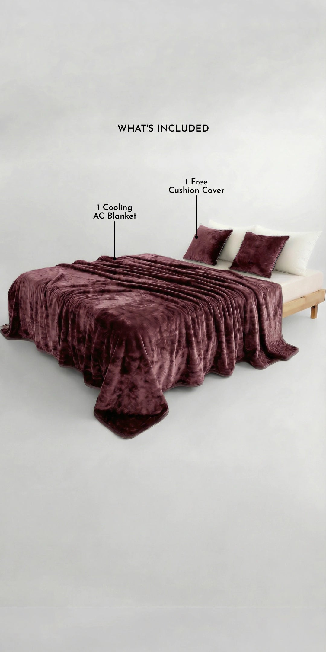 Zarf All-Season Premium Baby Size AC Blanket With One Cushion Cover - Mulberry