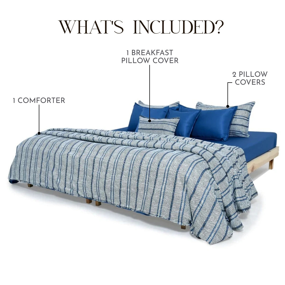 Zarf AC Comforter With 2 Pillow Cases and 1 Breakfast Pillow - Reef