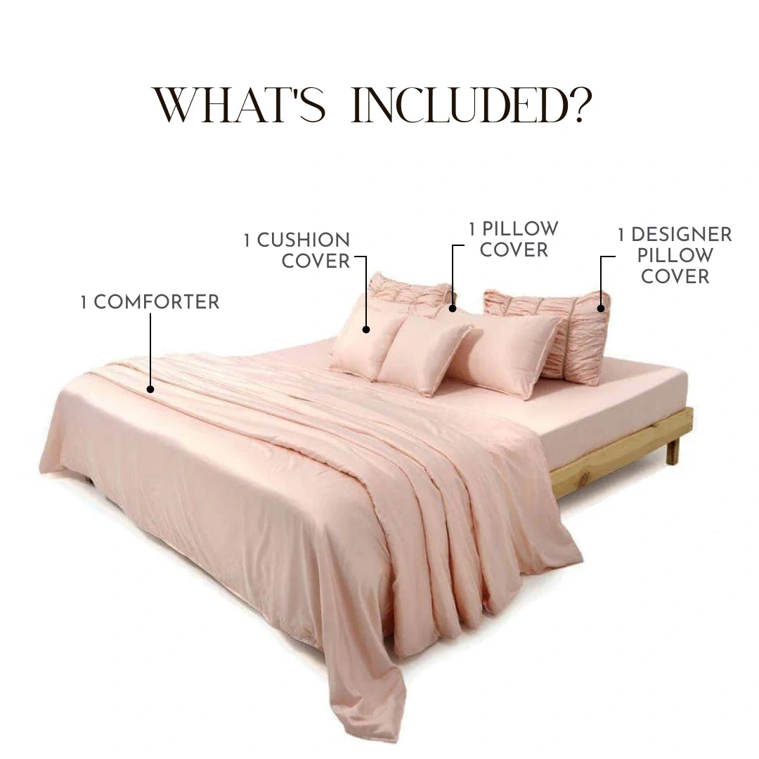 ZARF Italian Staple Weave Baby Size Comforter With 1 Designer Pillow Case & 1 Cushion Cover - Dahlia