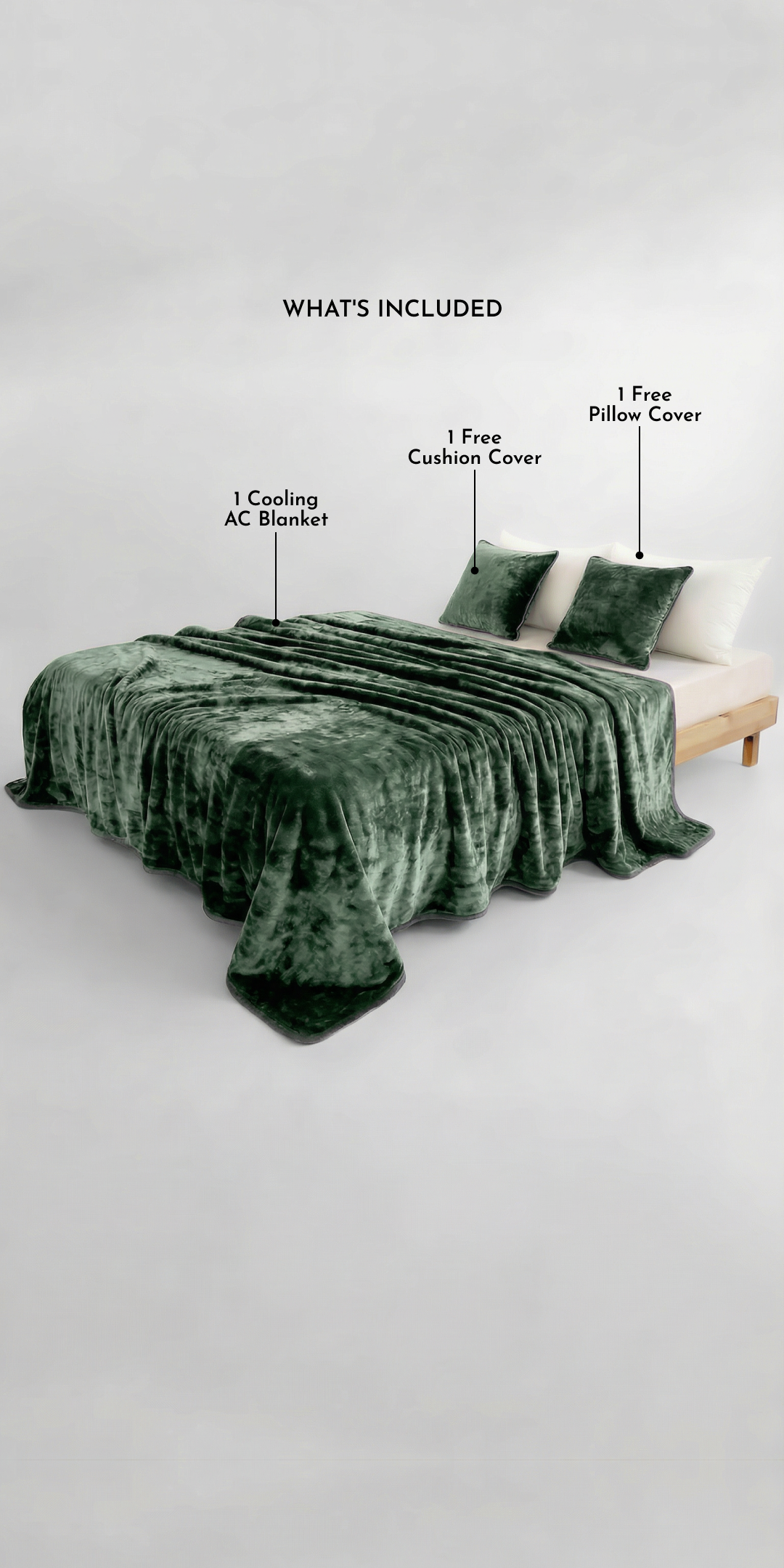 Zarf All-Season Premium Baby Size AC Blanket With One Pillow Cover & One Cushion Cover - Eucalyptus