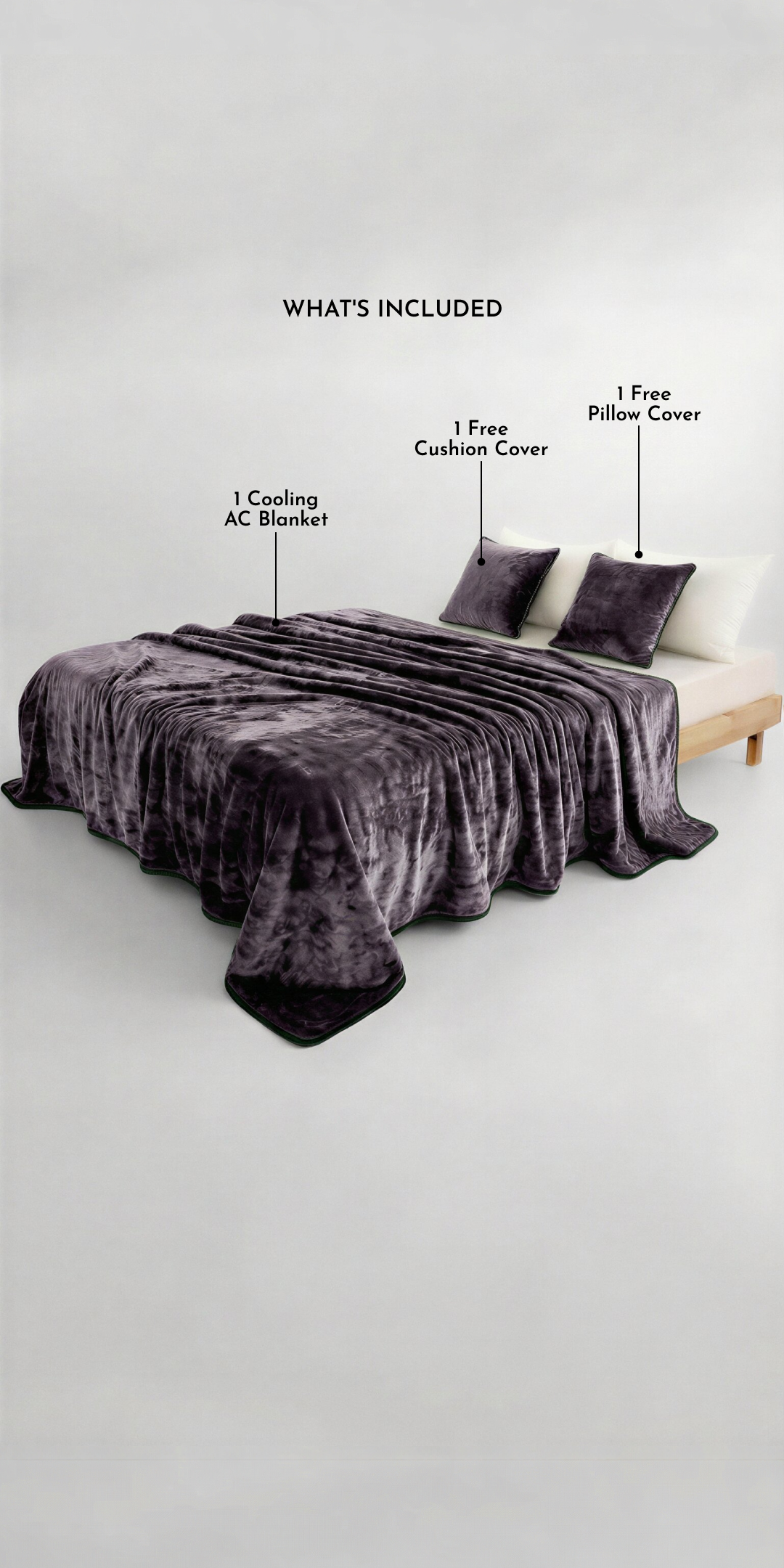 Zarf All-Season Premium Baby Size AC Blanket With One Pillow Cover & One Cushion Cover - Mauve