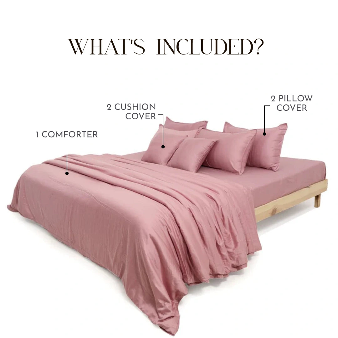 ZARF Egyptian Cotton Comforter For Single Size Bed With 2 Pillowcases & 2 Cushion Covers - Ballet