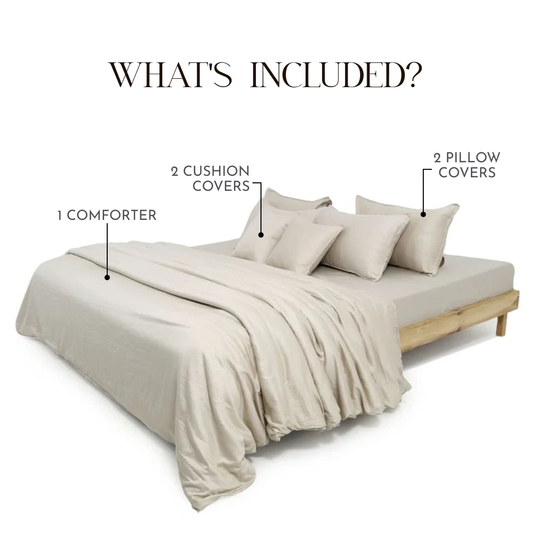 ZARF Egyptian Cotton Comforter With 2 Pillowcases & 2 Cushion Covers - Shell