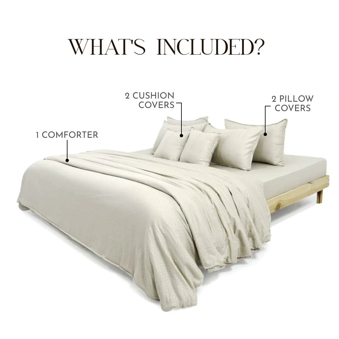 ZARF Egyptian Cotton Comforter With 2 Pillowcases & 2 Cushion Covers - Bisque