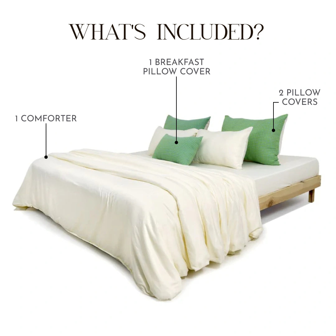 ZARF Italian Staple Weave Comforter With 2 Designer Pillow Cases 1 Breakfast Cushion Cover - Zyra