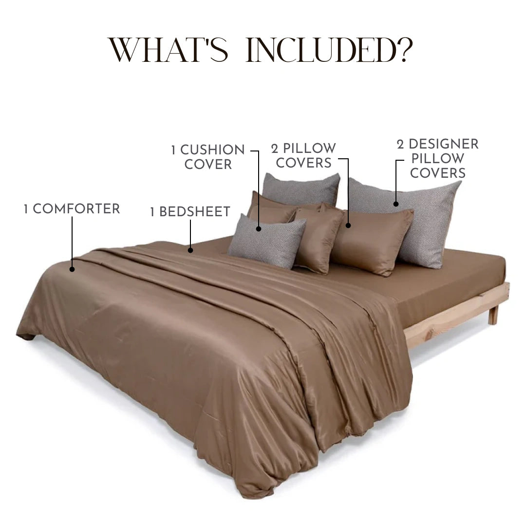 Zarf Italian Staple Weave Bedding Set Of 7- Dustwood