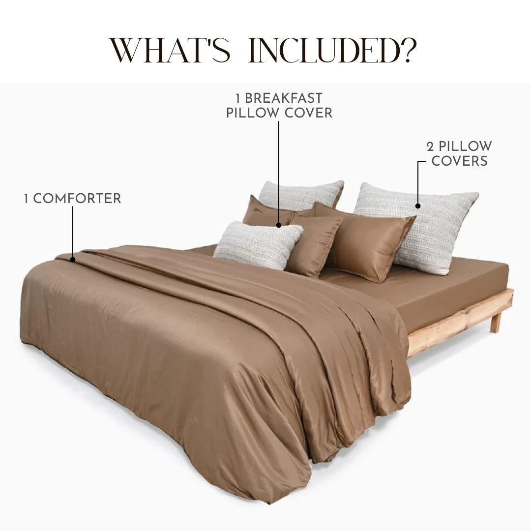 ZARF Italian Staple Weave Comforter With 2 Designer Pillow Cases 1 Breakfast Cushion Cover - Aven