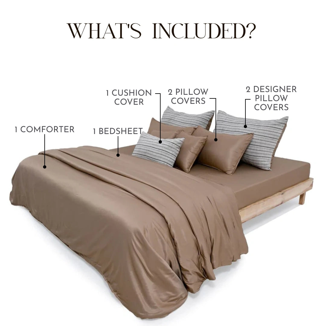 Zarf Italian Staple Weave Bedding Set Of 7- Roux