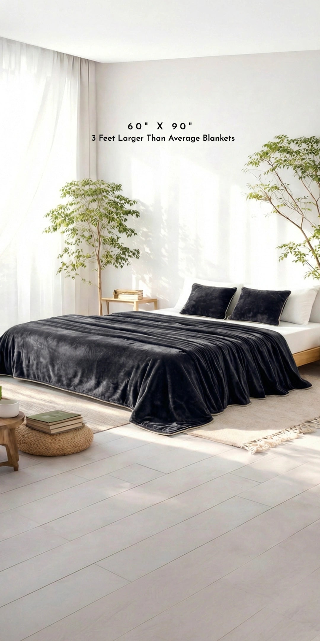 Zarf Ultra Soft All-Season Premium AC Blanket For Single Size Bed With 2 Cushion Covers - Charcoal Grey