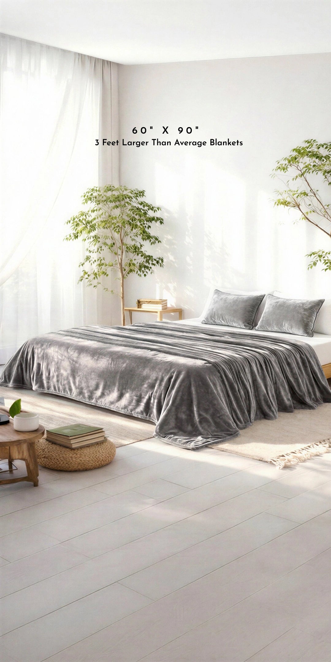 Zarf Ultra Soft All-Season Premium AC Blanket For Single Size Bed With 2 Cushion Covers - Ash Grey