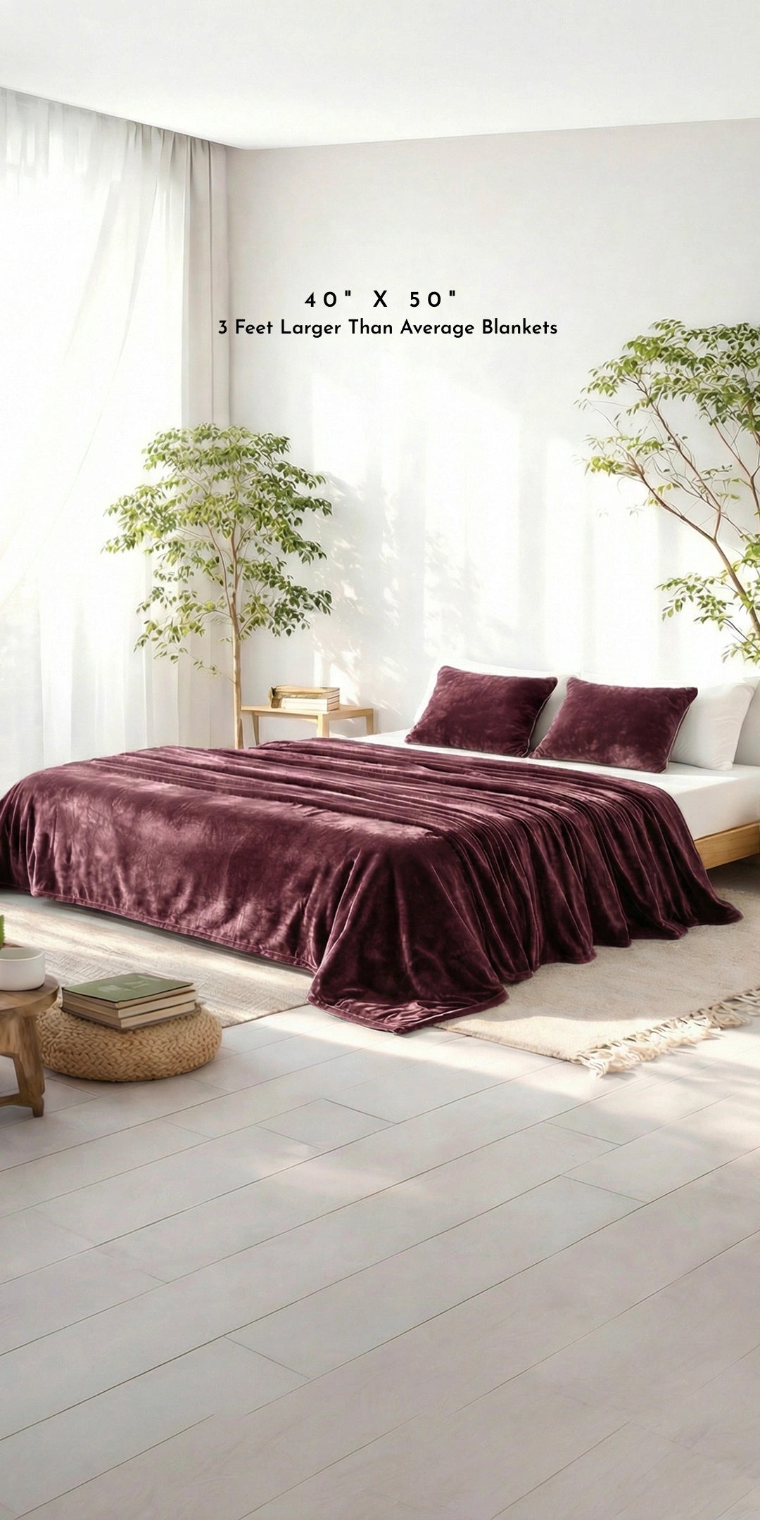 Zarf All-Season Premium Baby Size AC Blanket With One Pillow Cover & One Cushion Cover - Mulberry