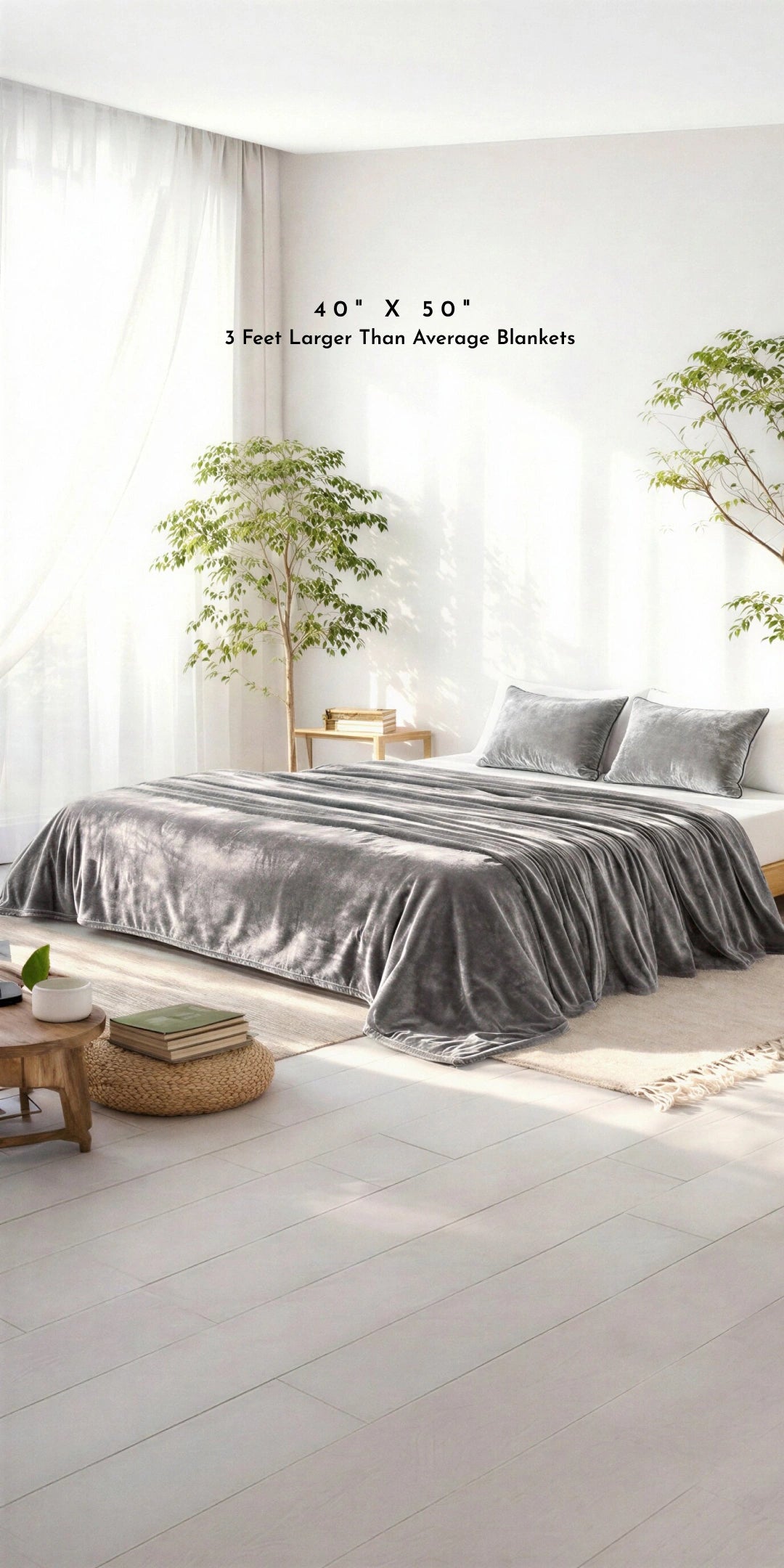 Zarf All-Season Premium Baby Size AC Blanket With One Pillow Cover & One Cushion Cover - Ash Grey