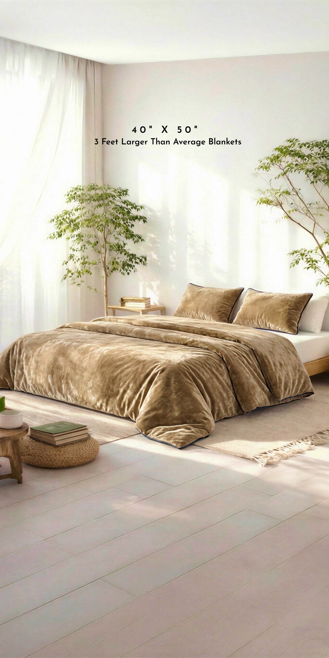 Zarf All-Season Premium Baby Size AC Blanket With One Pillow Cover & One Cushion Cover - Taupe
