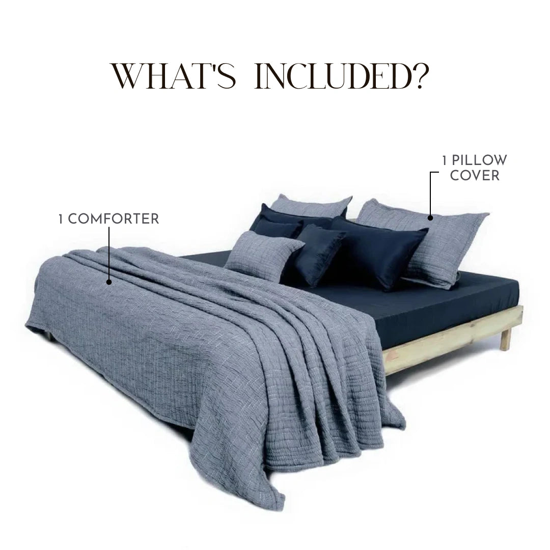 Zarf Baby Size Pure Cotton Cottage Comforter with 1 Pillow Case - Greyling