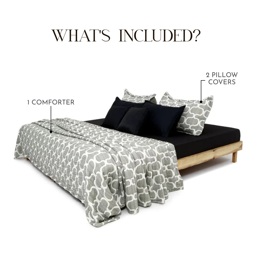 Zarf California King Size Plush Cotton AC Comforter With 2 Pillow Cases - Earthveil