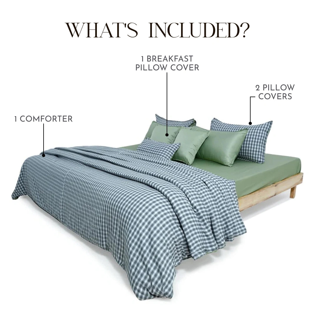Linen Blend AC Comforter With 2 Pillow Cases and 1 Breakfast Pillow - Nordic