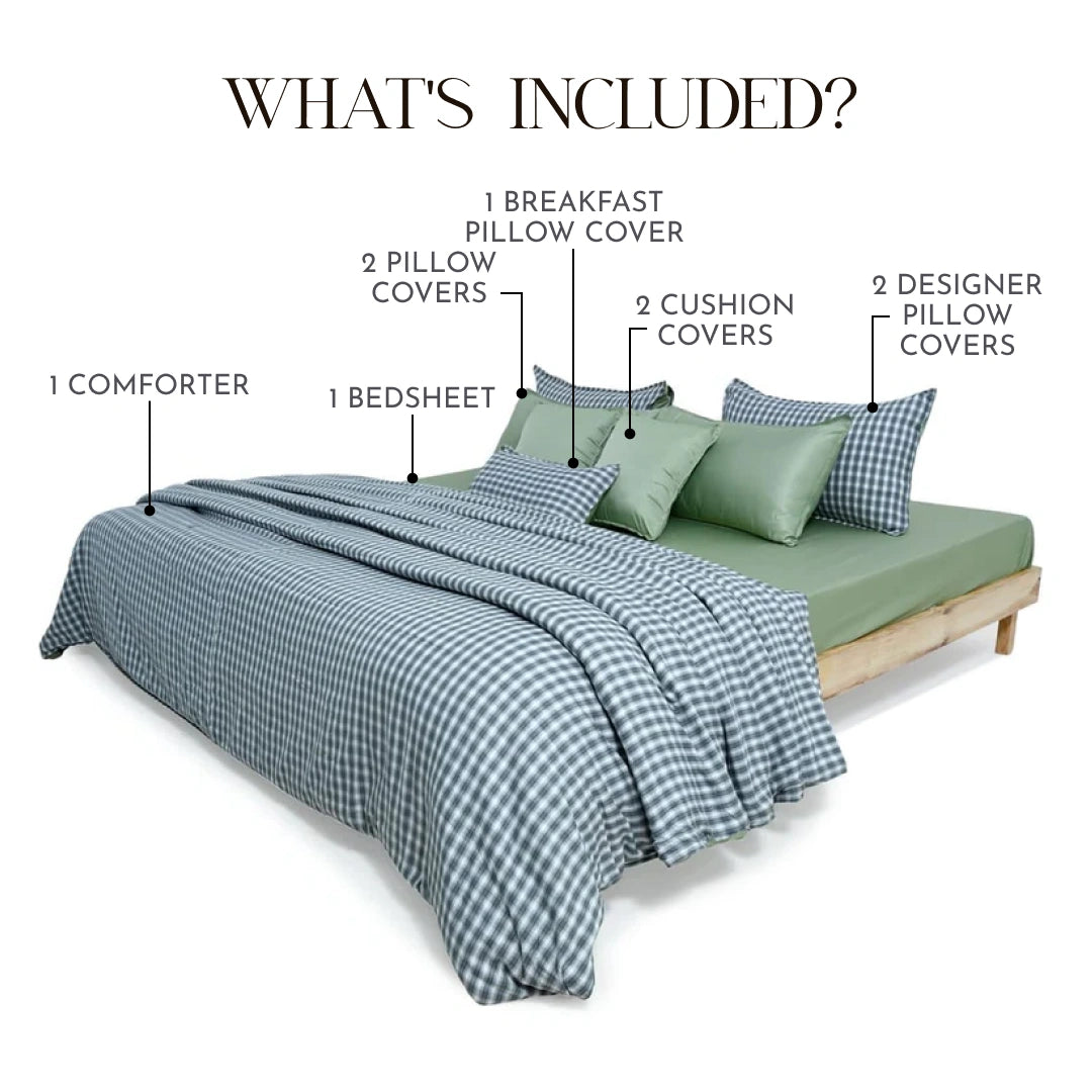 Zarf Linen Blend Bedding Set Of 9 - Nordic