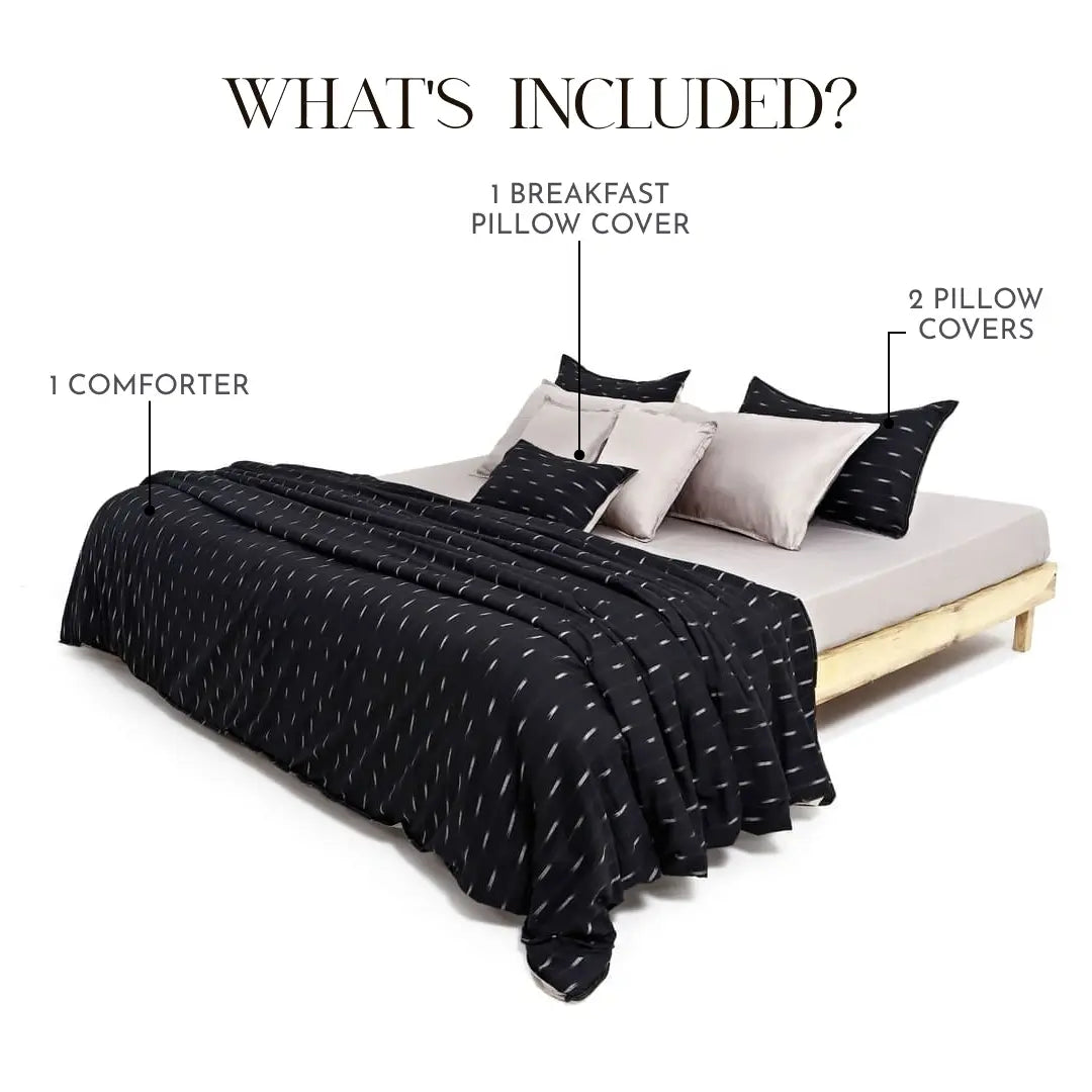 Linen Blend AC Comforter With 2 Pillow Cases and 1 Breakfast Pillow - Crest