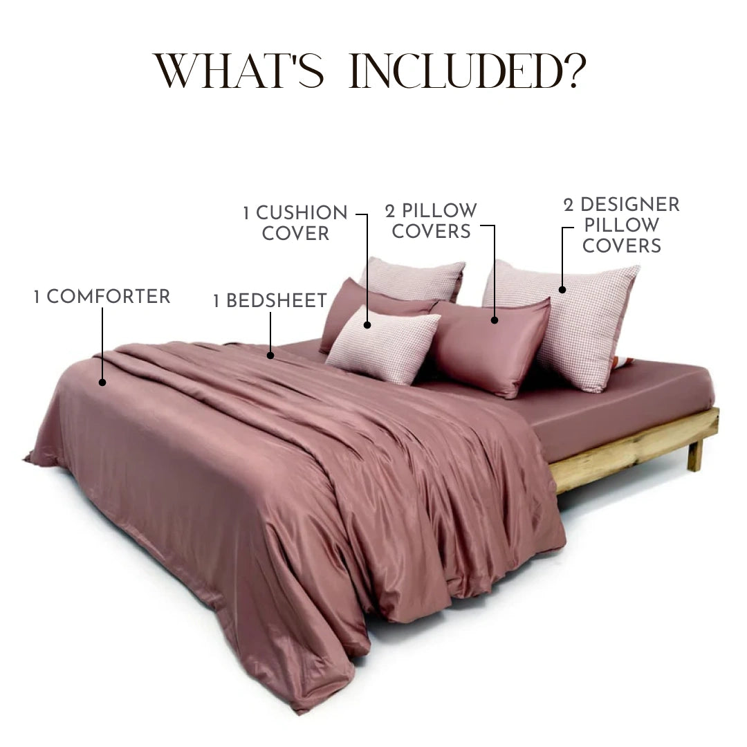 Zarf Italian Staple Weave Bedding Set Of 7- Sorbet