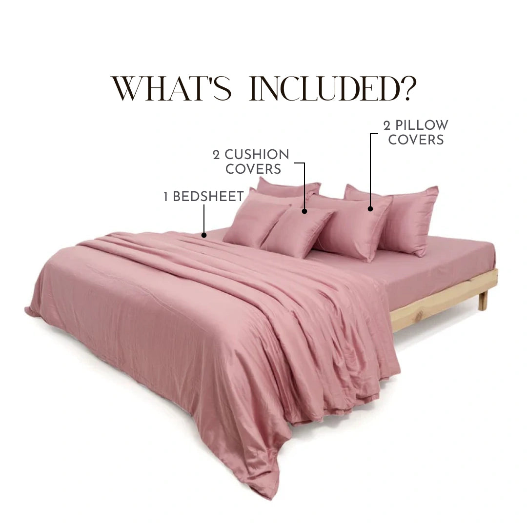 Zeries Egyptian Cotton Single Size Bedsheet With 2 Pillow Cases & 2 Cushion Covers - Ballet
