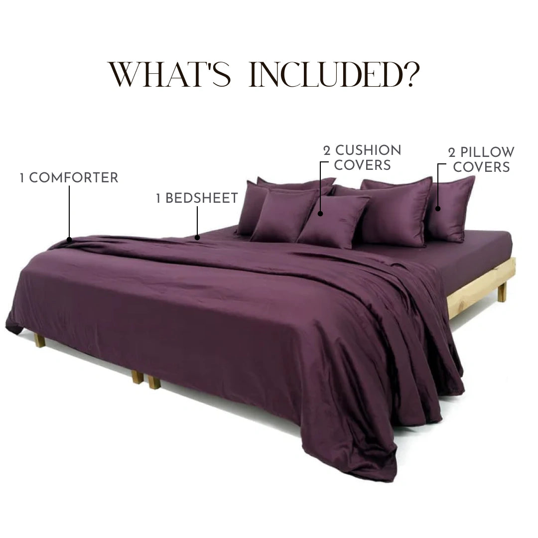 Zarf Egyptian Cotton Bedding Set Of 6 - Plum