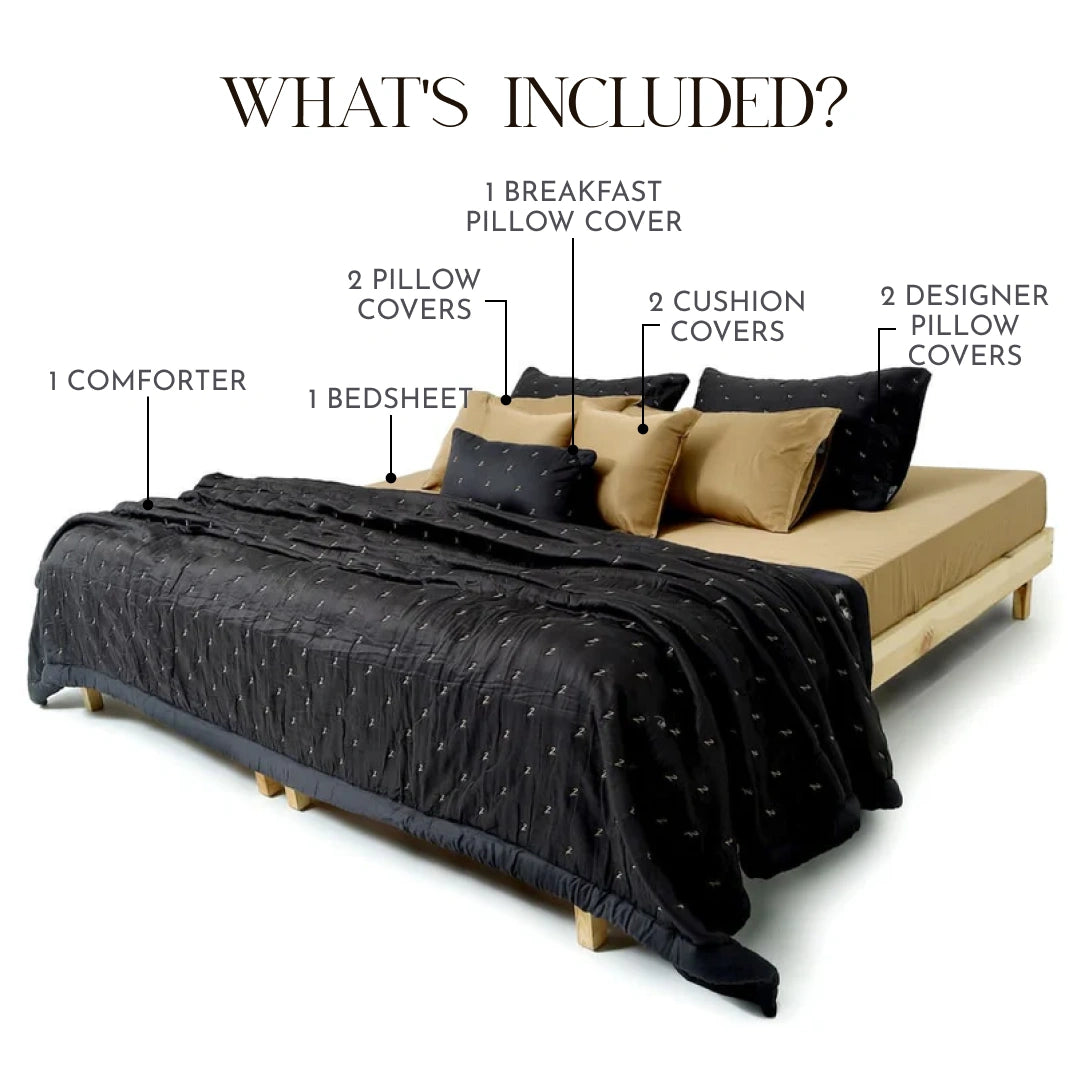 Zarf Luxe Bedding Set Of 9 - Golden Eclipse