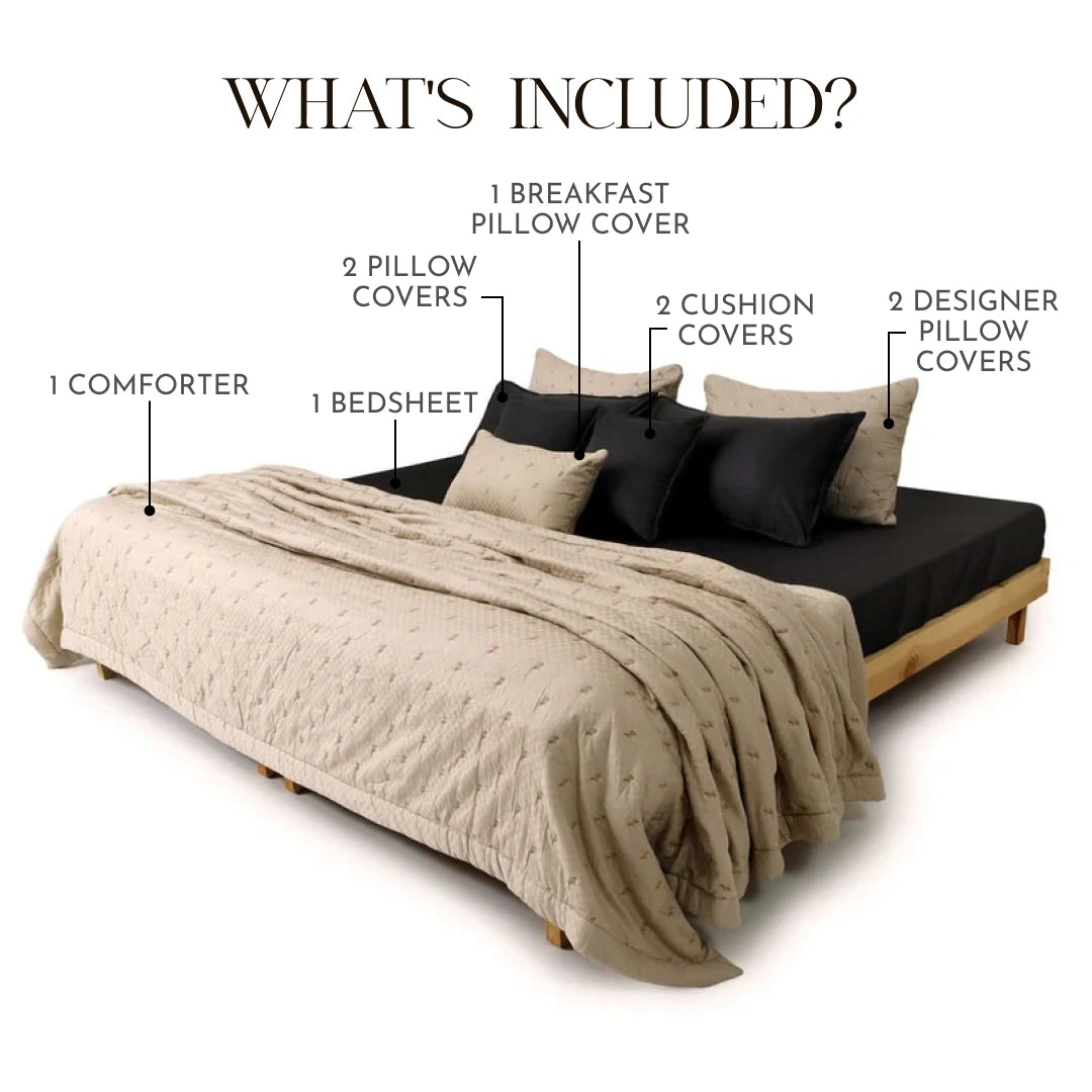 Zarf Luxe Bedding Set Of 9 - Sterling