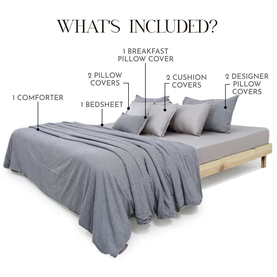 Zarf Linen Blend Bedding Set Of 9 - Oxford