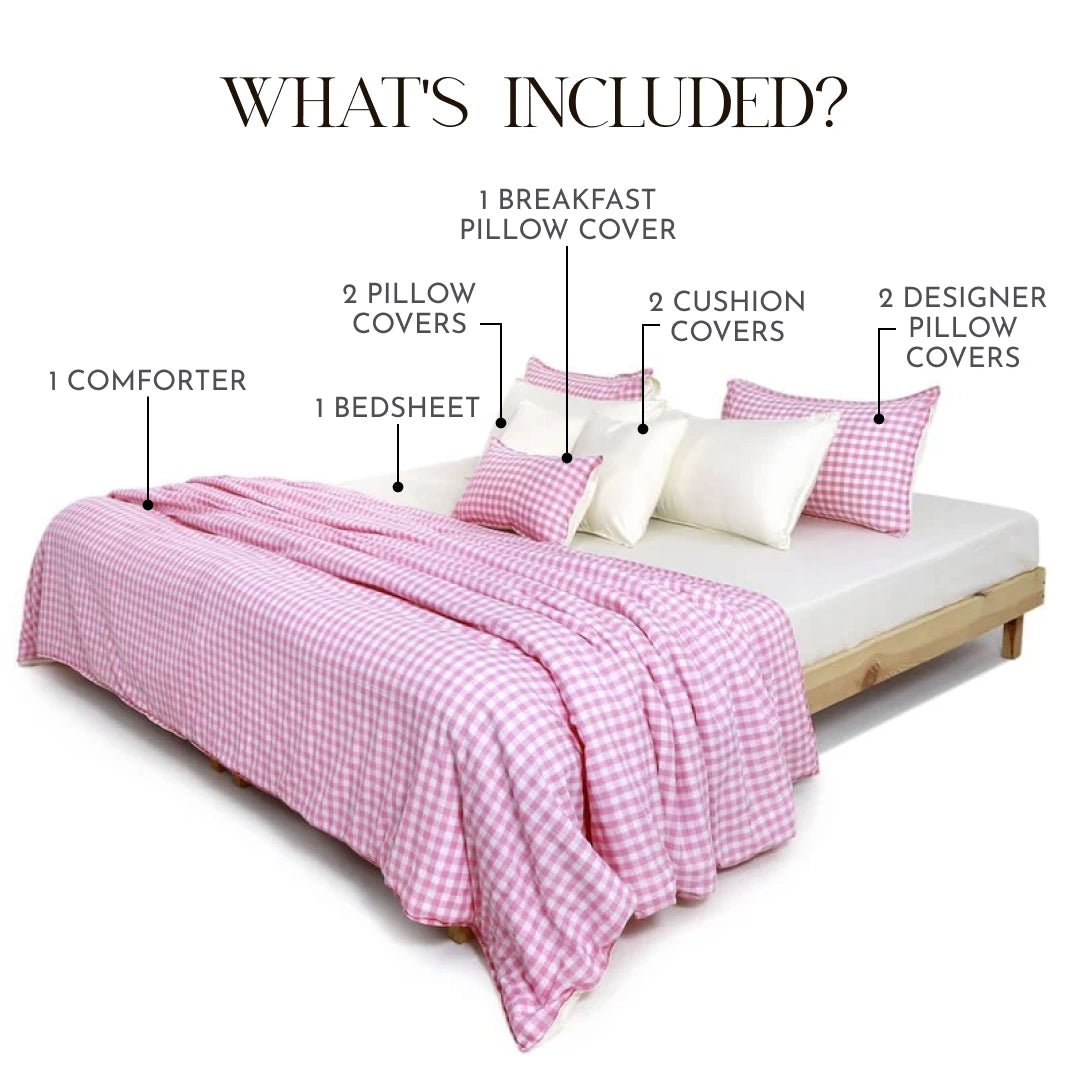 Zarf Linen Blend Bedding Set Of 9 - Poppy