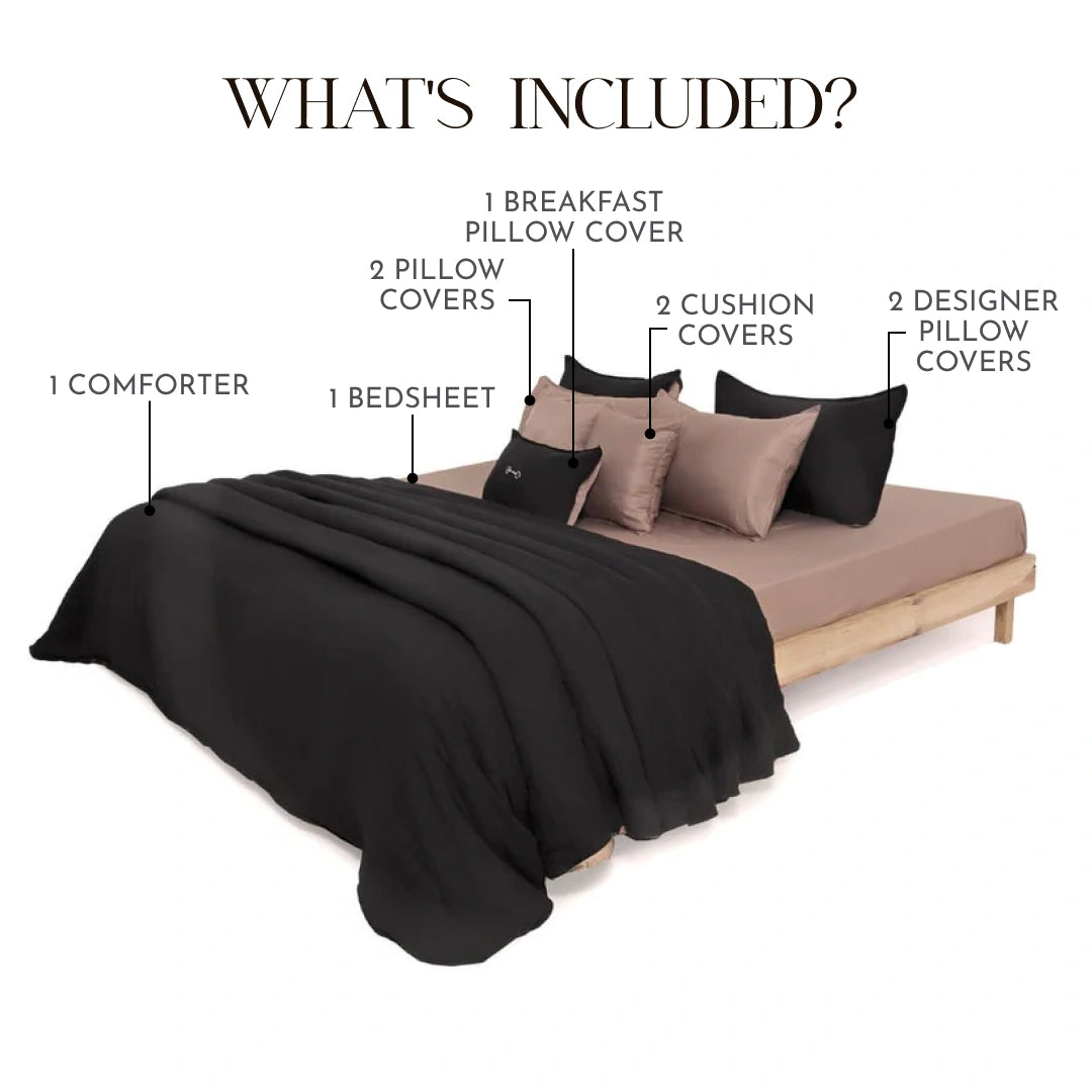 Zarf Linen Blend Bedding Set Of 9 - Cosmos