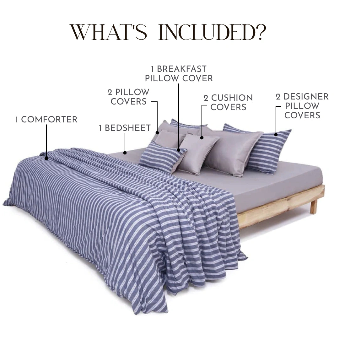 Zarf Linen Blend Bedding Set Of 9 - Linea