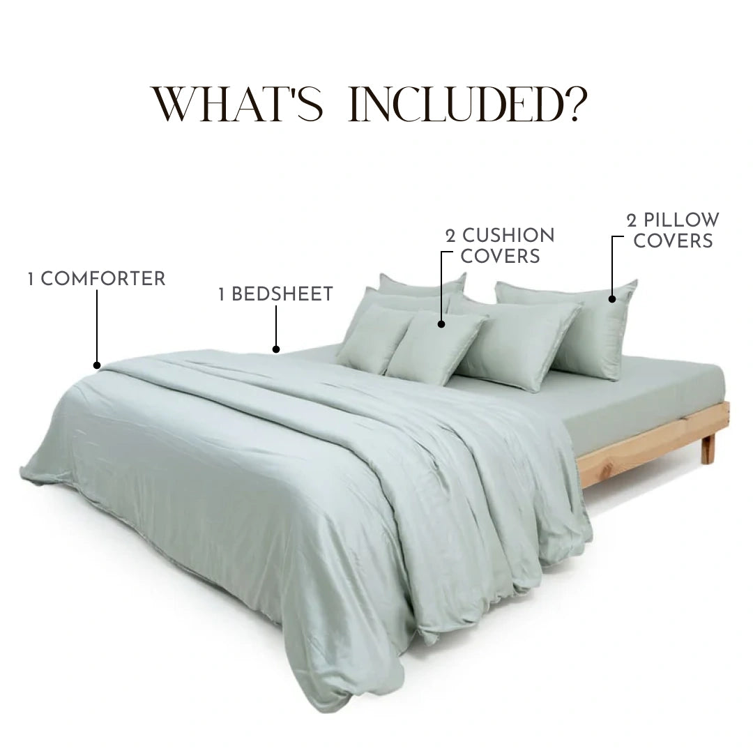 Zarf Egyptian Cotton Bedding Set Of 6 For Single Size Bed - Cyan