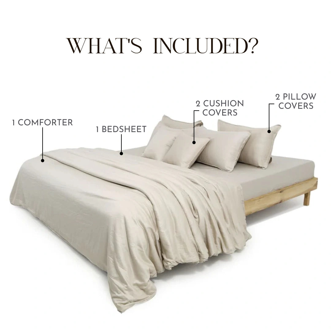 Zarf Egyptian Cotton Bedding Set Of 6 - Shell