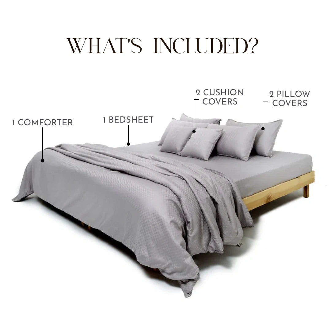 Zarf Egyptian Cotton Bedding Set Of 6 - Cenere